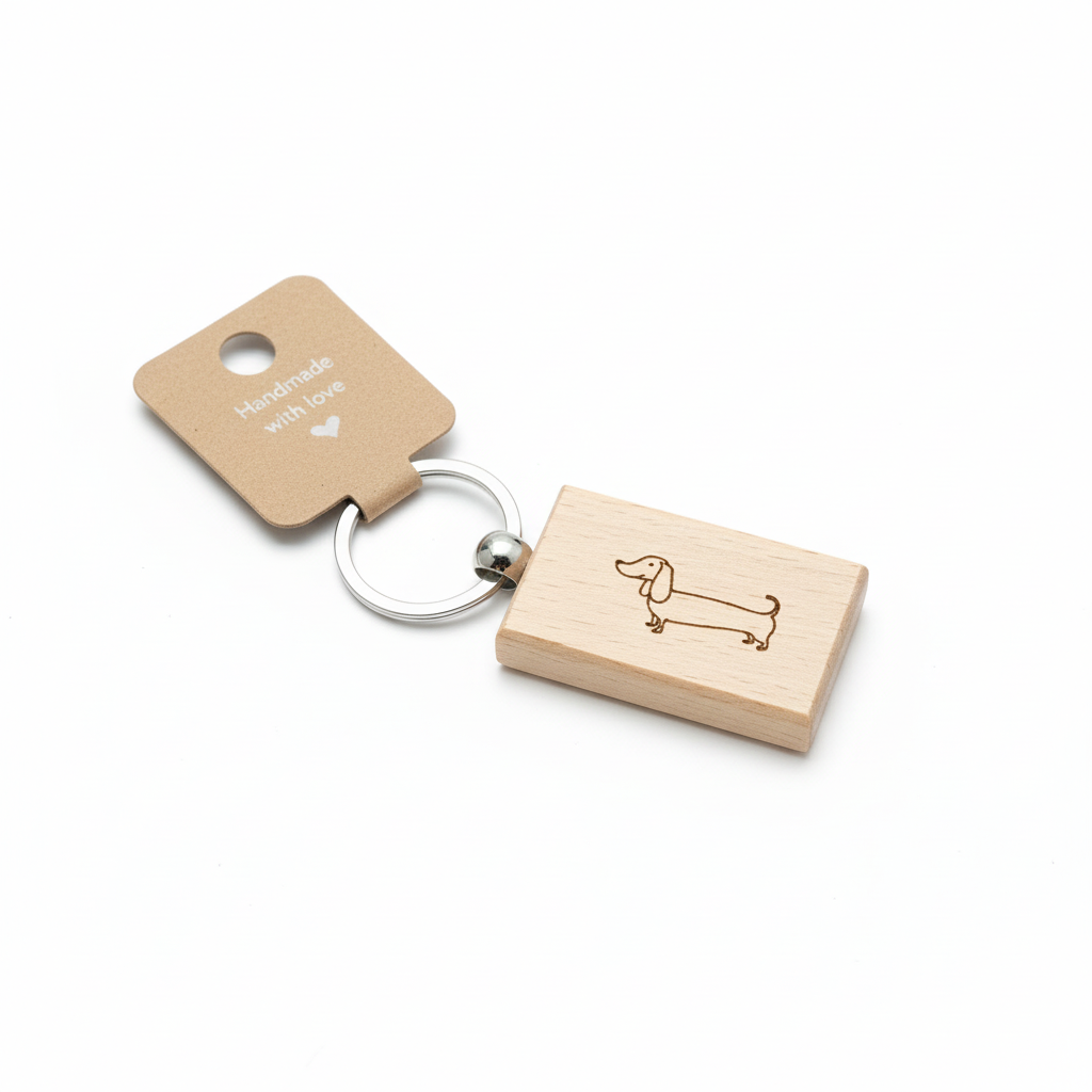 Dackel Schlüsselanhänger Holz - Handgefertigtes Geschenk für Hundeliebhaber