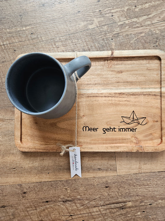 Frühstücksset „Meer geht immer“ – Holztablett & Keramiktasse