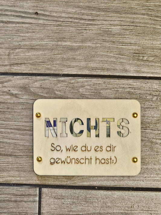 Holzkarte mit Gravur – „NICHTS, so wie du es dir gewünscht hast :)“