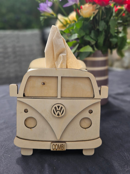 🚌 Nostalgischer Serviettenhalter aus Holz – VW Combi Design (Lasergravur)